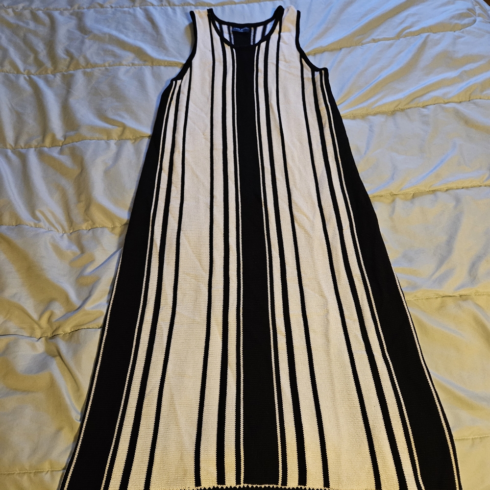 Lane Bryant Black and Cream Striped Maxi‎ Dress